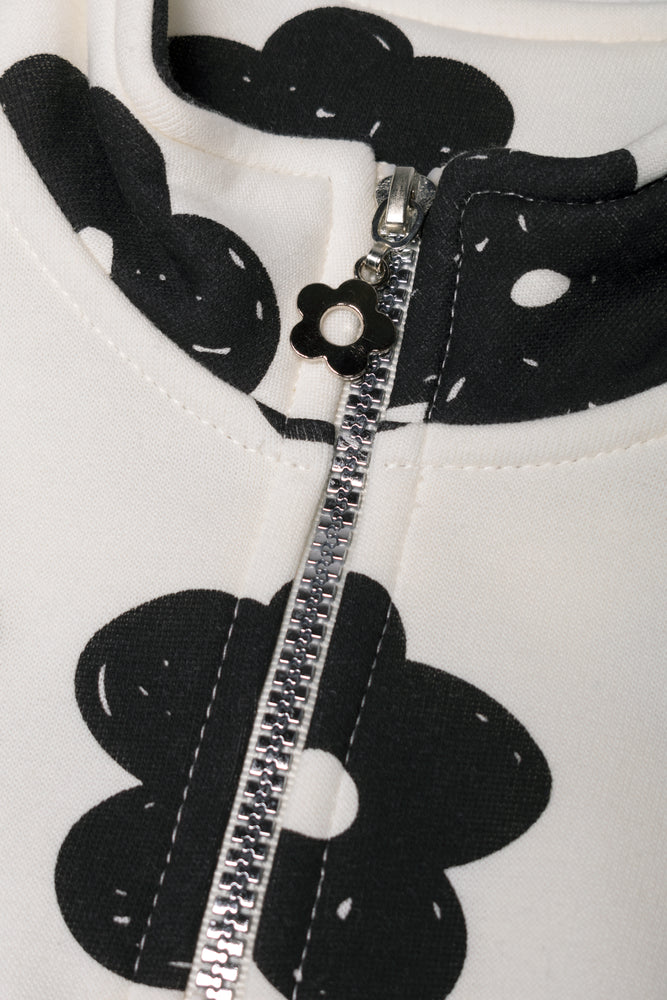 Flower Quarter Zip Tracktop Cream And Black (1)