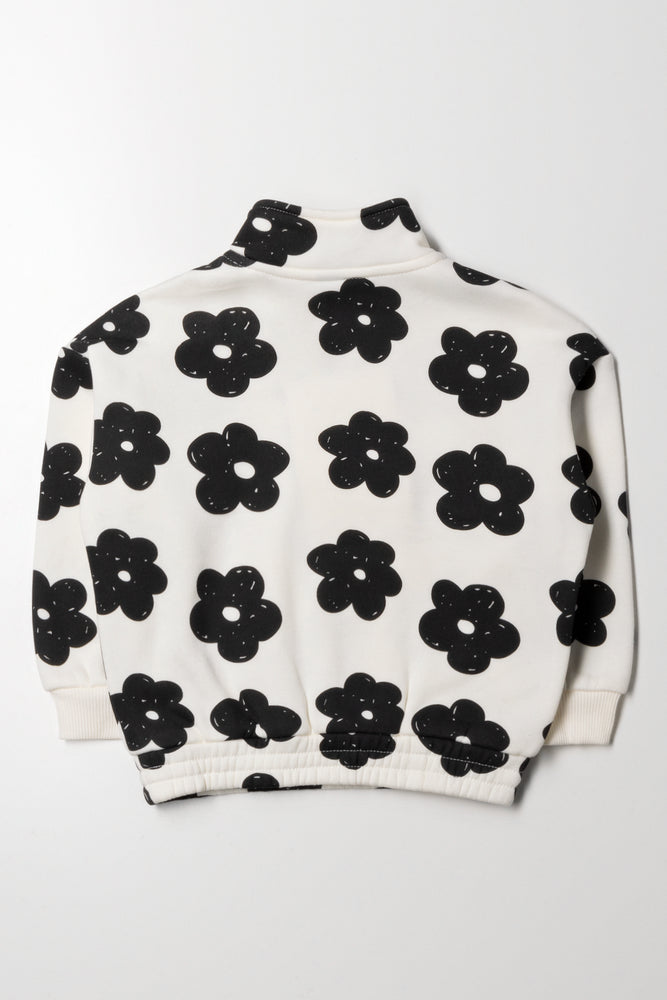 Flower Quarter Zip Tracktop Cream And Black (3)