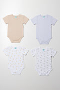 4 Pack Short Sleeve Bodyvest Natural, Grey And White