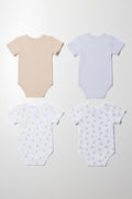 4 Pack Short Sleeve Bodyvest Natural, Grey And White (2)