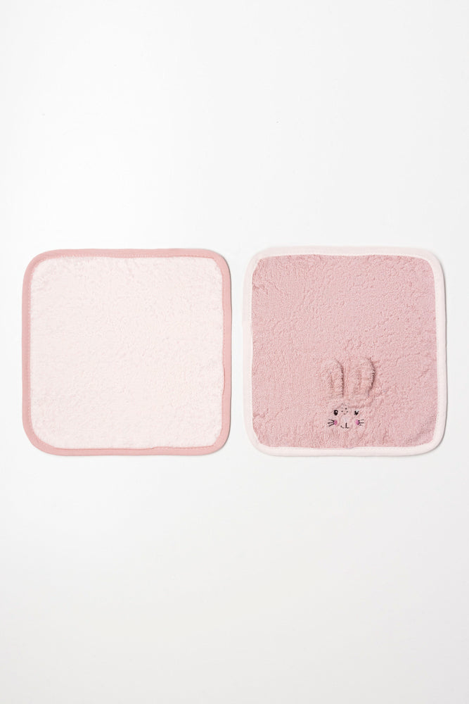 2 Pack Bunny Face Cloths Pink