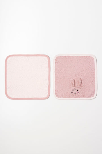 2 Pack Bunny Face Cloths Pink