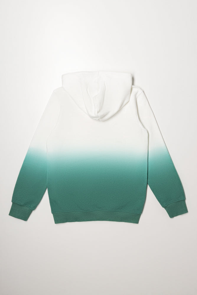 Dip Dye Hoodie Cream And Green (2)
