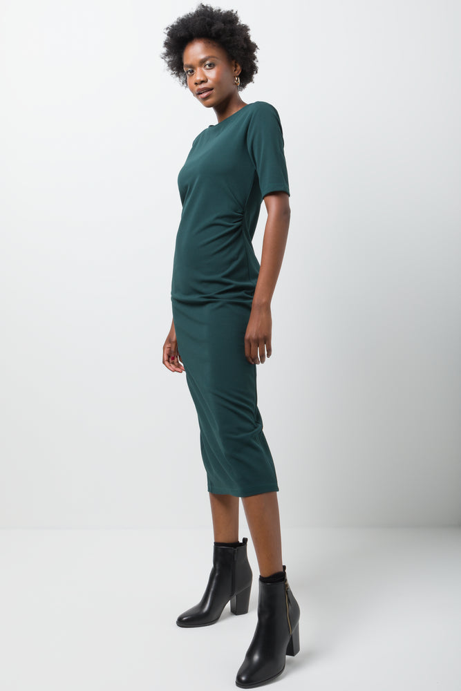 Side Ruched Bodycon Dress Green (1)