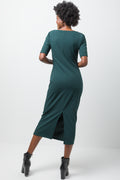 Side Ruched Bodycon Dress Green (2)