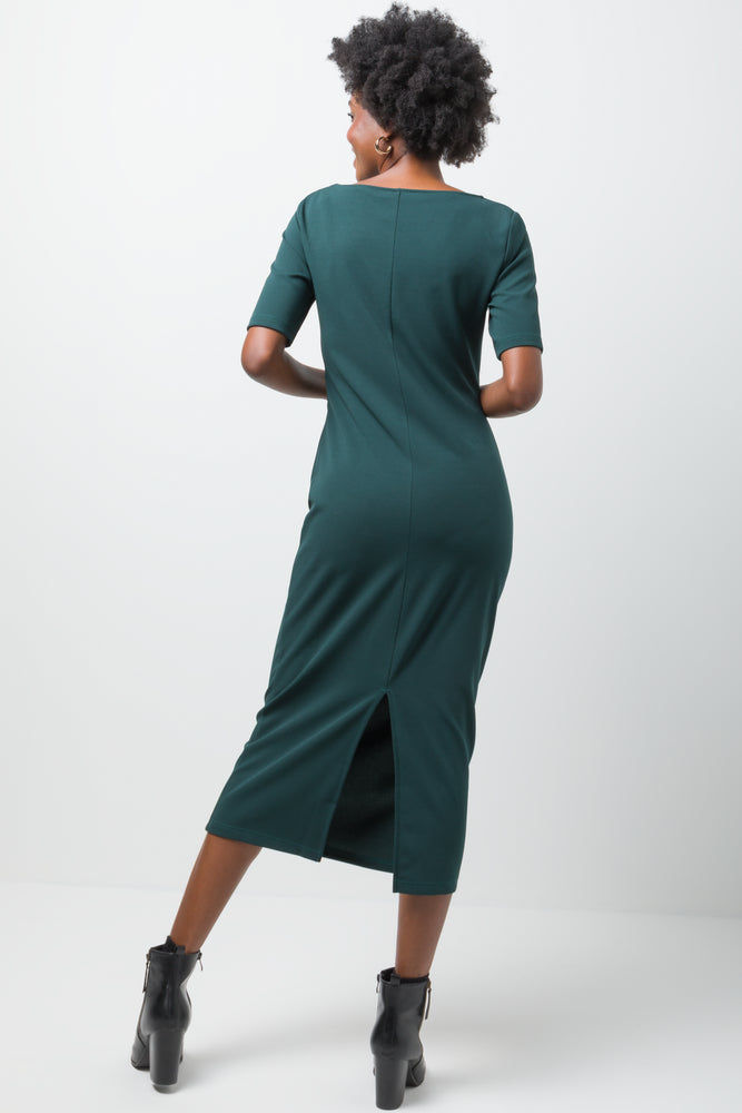 Side Ruched Bodycon Dress Green (2)