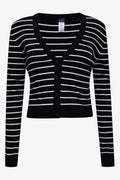 Rib Stripe Cardigan Black And White