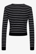 Rib Stripe Cardigan Black And White (1)