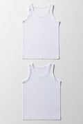 2 Pack Sleeveless Vests White
