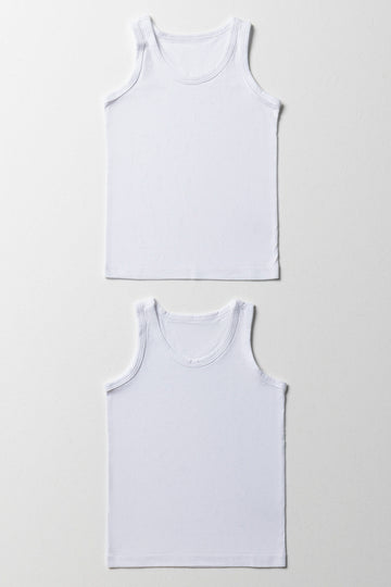 2 Pack Sleeveless Vests White