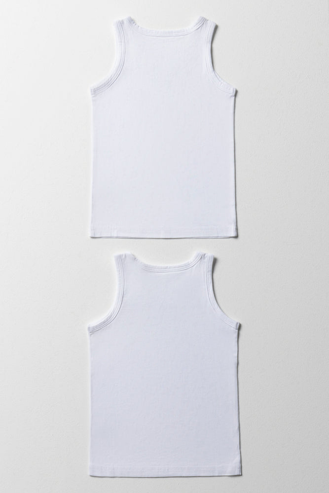 2 Pack Sleeveless Vests White (2)
