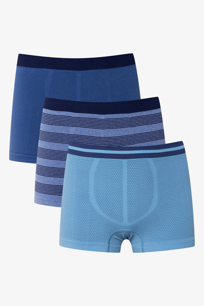 3 Pack Seamless Boxers Blue