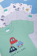 4 Pack Short Sleeve Bodyvests Blue, Grey, White And Green (1)
