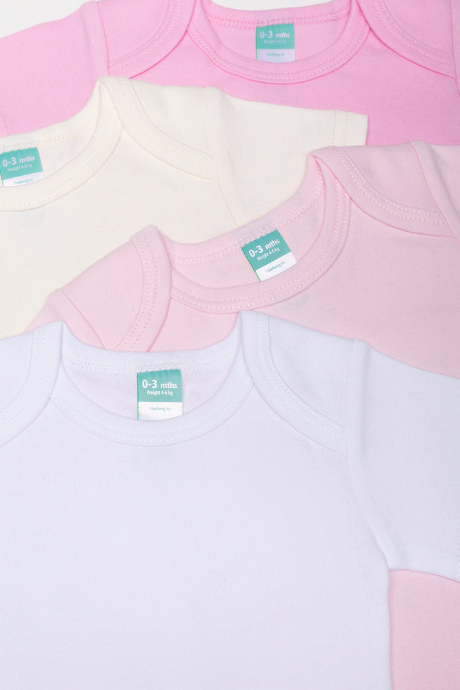 4 Pack Short Sleeve Vests Pink, Natural And White