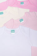 4 Pack Short Sleeve Vests Pink, Natural And White (1)