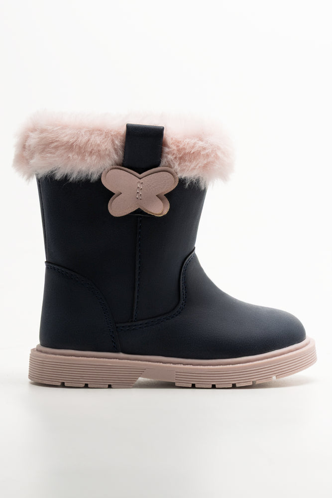 Fur Trim Boots Navy