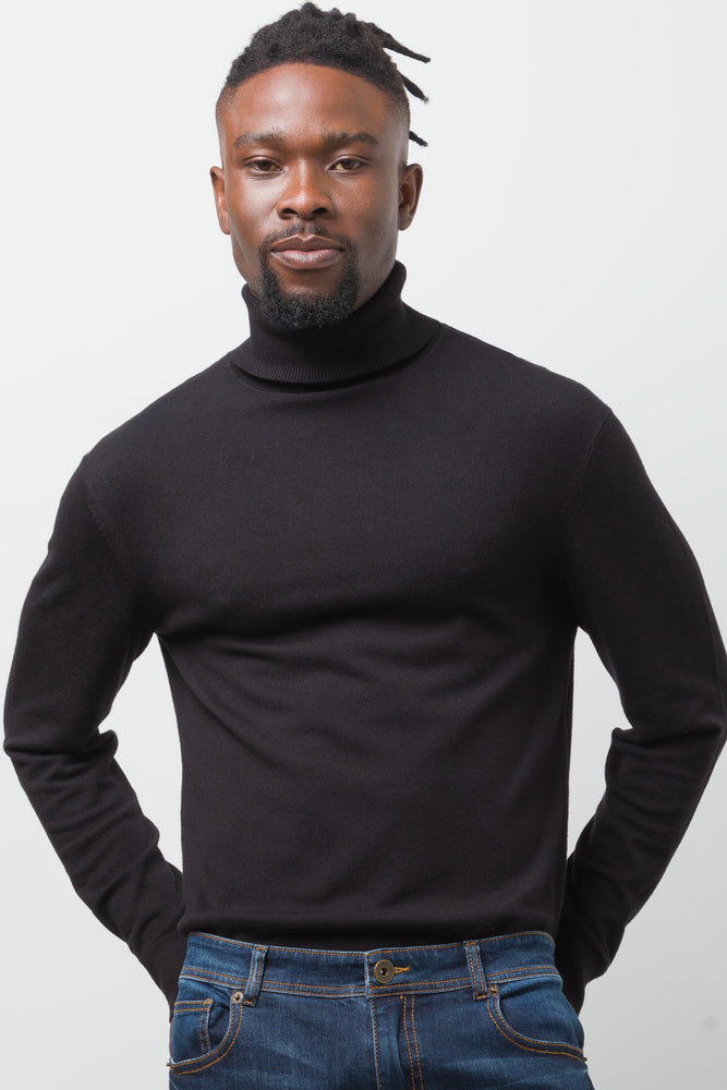 Long Sleeve Poloneck Jersey Black Knitwear Jerseys Ackermans