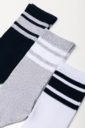 3 Pack Socks Navy, Grey And White (1)