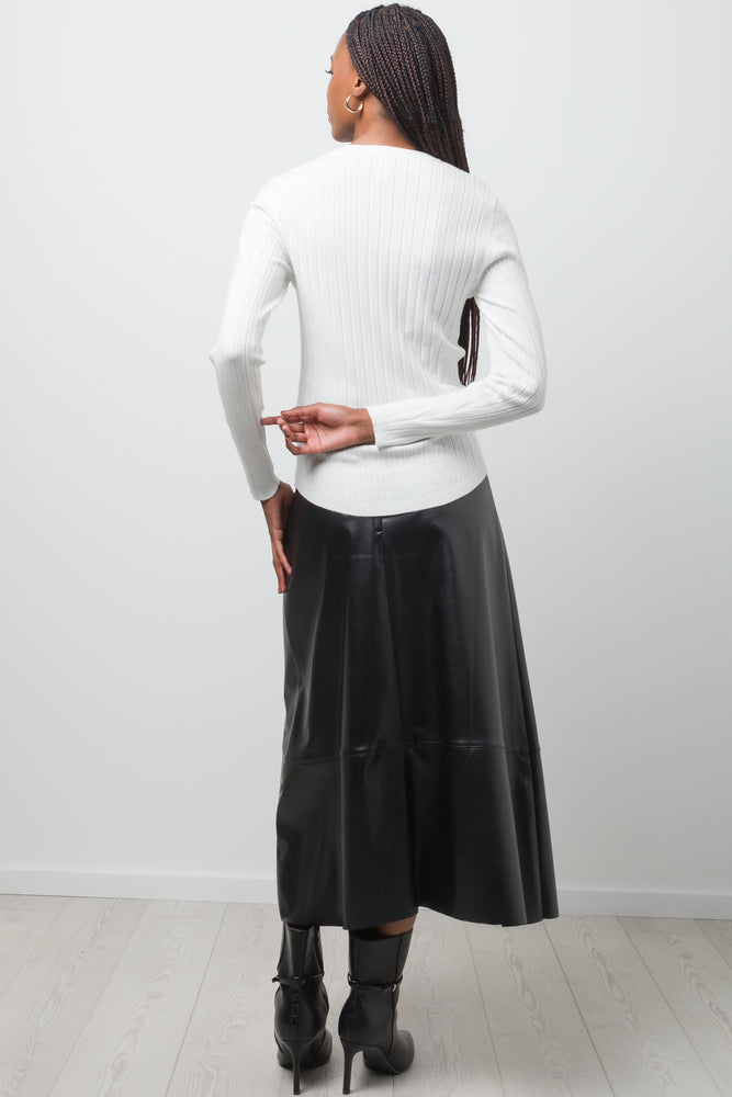 Long Sleeve Rib Crew Neck Cream (2)