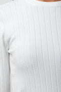 Long Sleeve Rib Crew Neck Cream (3)