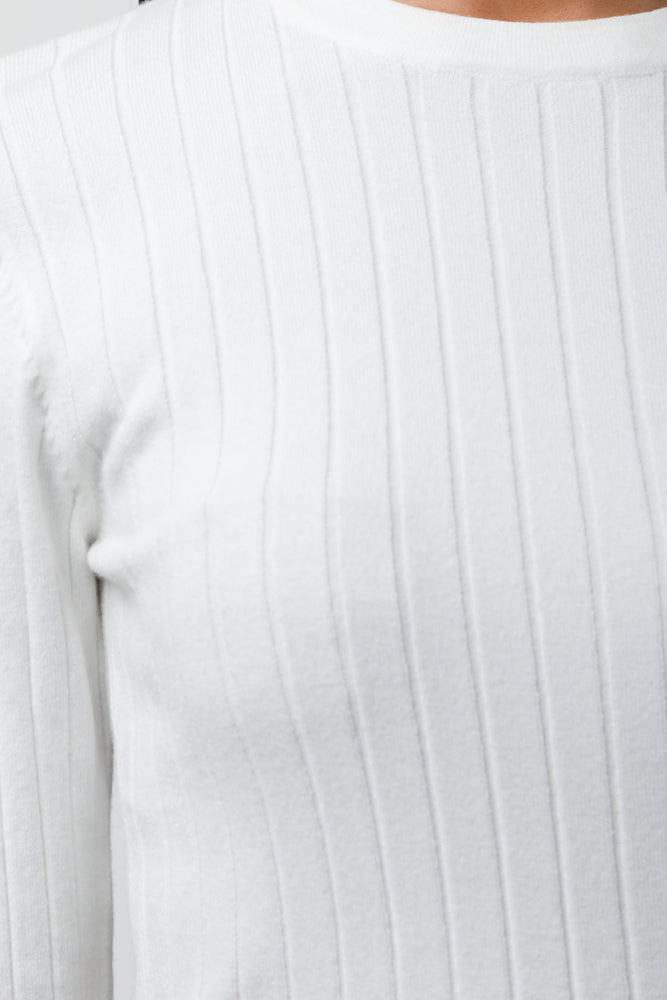 Long Sleeve Rib Crew Neck Cream (3)