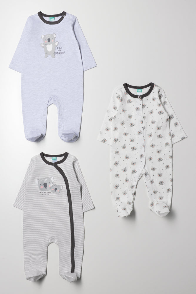 3 Pack Babygrows Grey