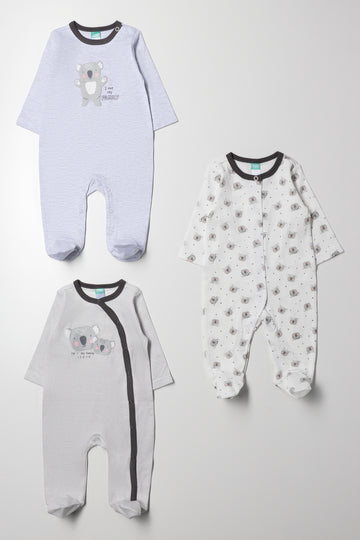 3 Pack Babygrows Grey
