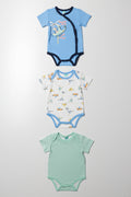 3 Pack Short Sleeve Bodyvests Blue