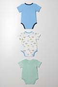 3 Pack Short Sleeve Bodyvests Blue (2)