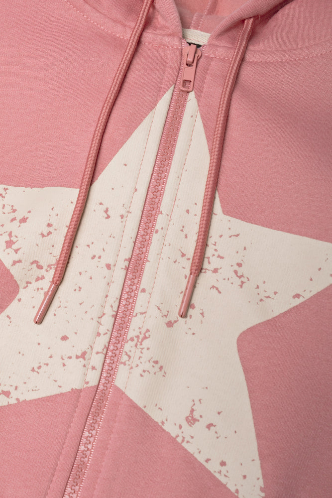 Hooded Crop Track Top Pink