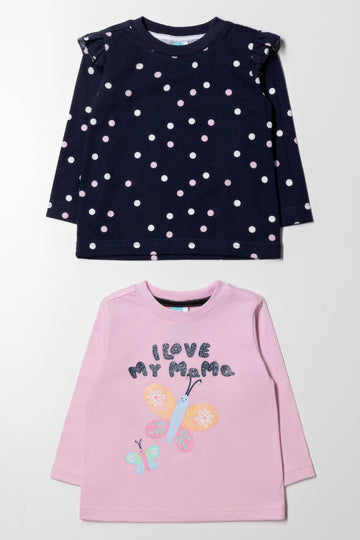 2 Pack T-Shirt Pink & Navy