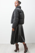 Coated Crop Puffer Jacket Black (2)