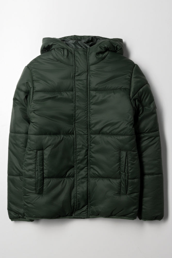 Hooded Puffer Jacket Green
