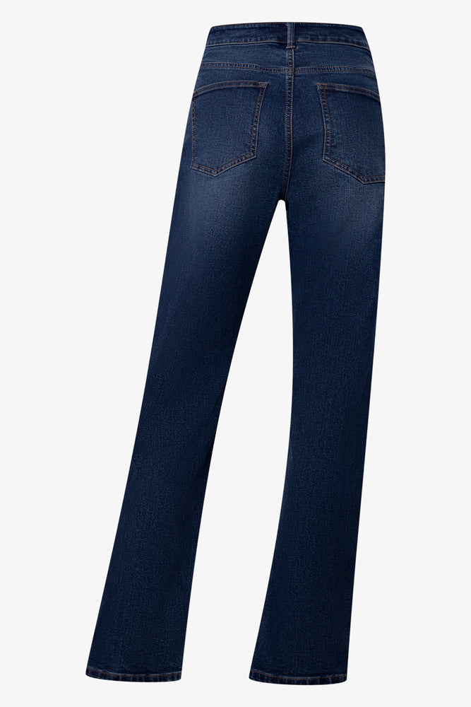 Slim Leg High Rise Denim Jeans Dark Blue (1)