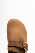 Closed Toe Mule Shoes Tan (4)