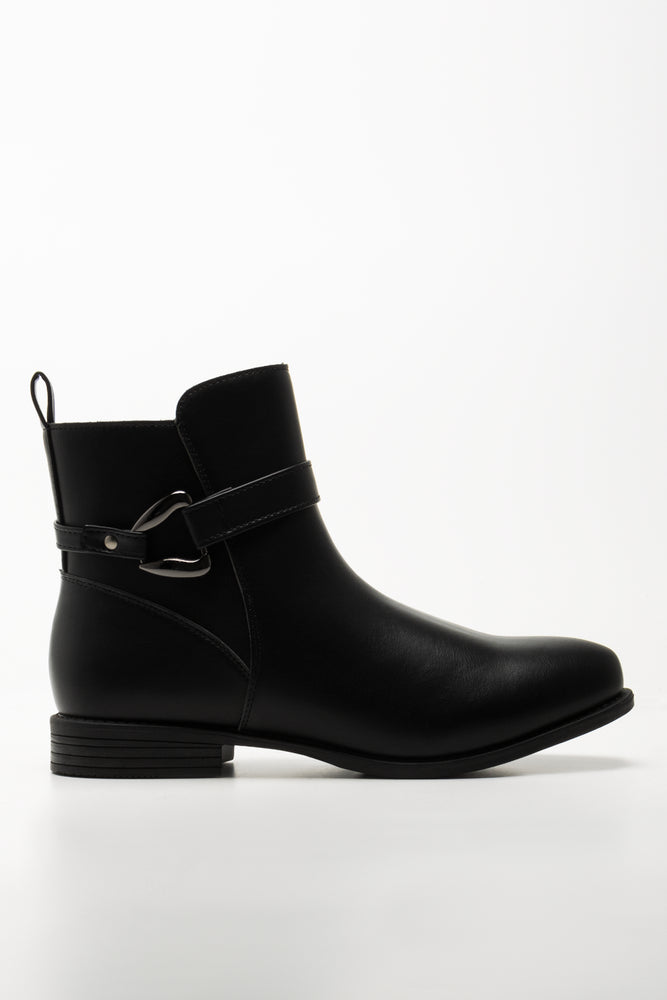Buckle Ankle Boots Black