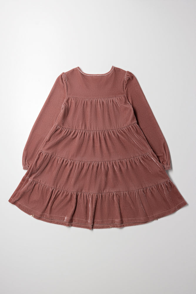 Tiered Embroidered Dress Burgundy (2)