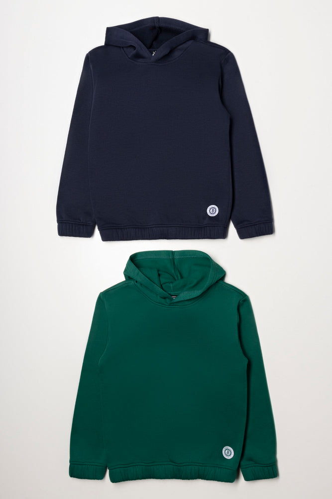 2 Pack Hoodies Green And Navy
