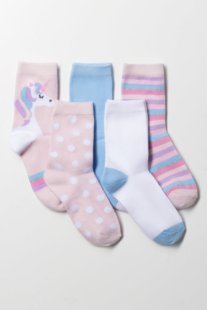 5 Pack Unicorn Anklet Socks Multi