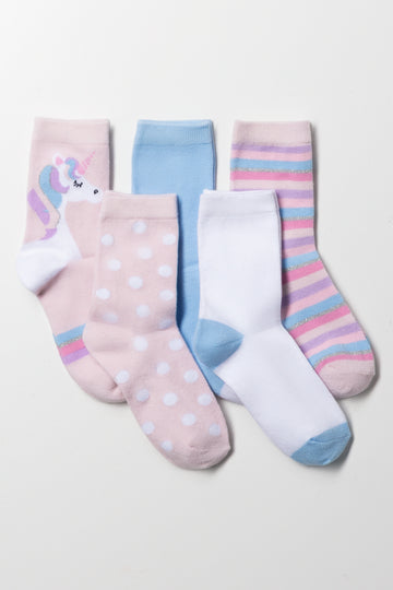5 Pack Unicorn Anklet Socks Multi