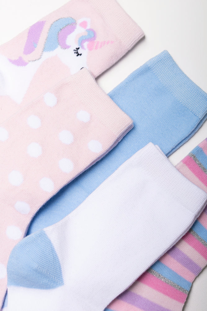 5 Pack Unicorn Anklet Socks Multi