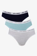 3 Pack Bikini Panties Navy, Aqua And Grey