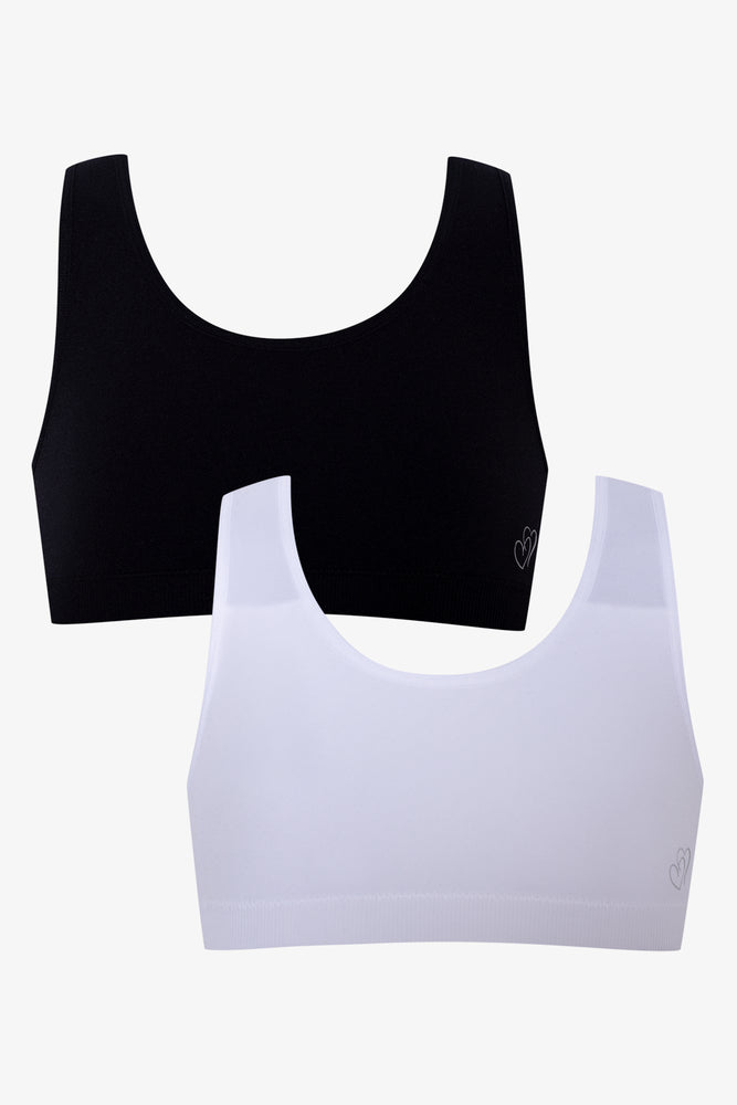 2 Pack Seamfree Racerback Bras Black And White