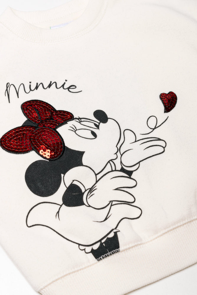 Minnie Mouse Crew Neck Top and Leggings Set White