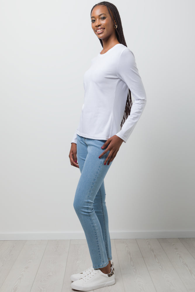 Long Sleeve Crew Neck T-Shirt White (1)