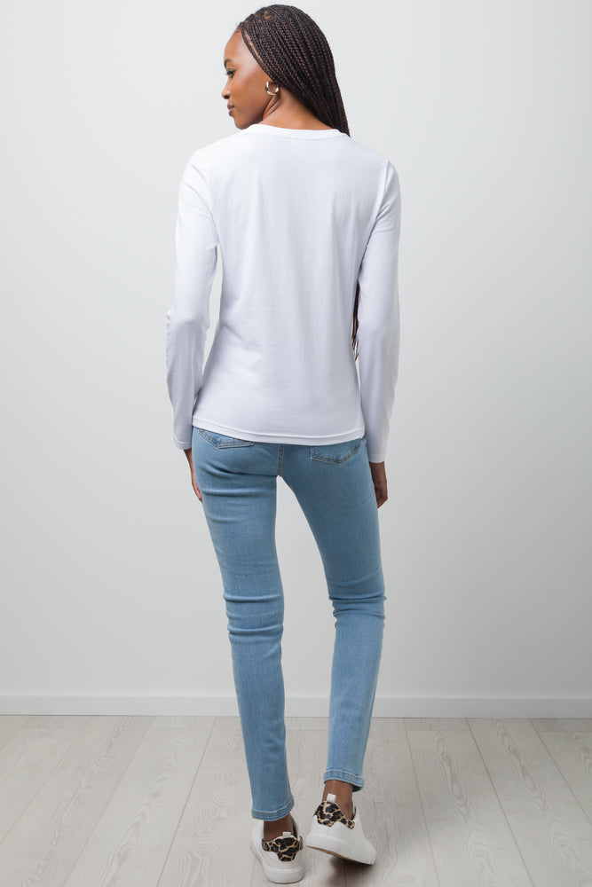 Long Sleeve Crew Neck T-Shirt White (2)