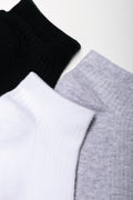 3 Pack Low Leg Socks Black, White And Grey (1)