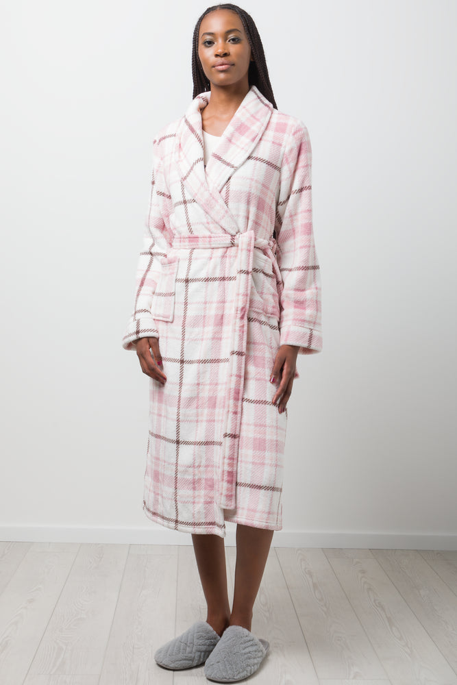 Check Shawl Gown Pink
