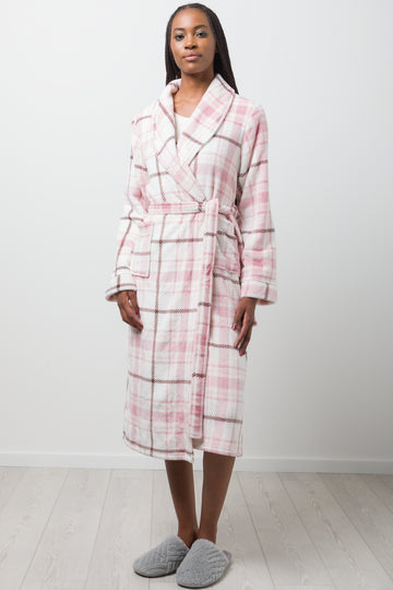 Check Shawl Gown Pink