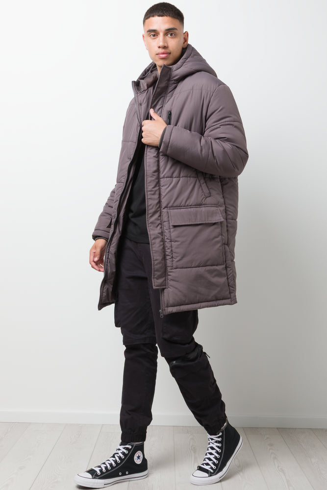 Long Puffer Jacket Charcoal
